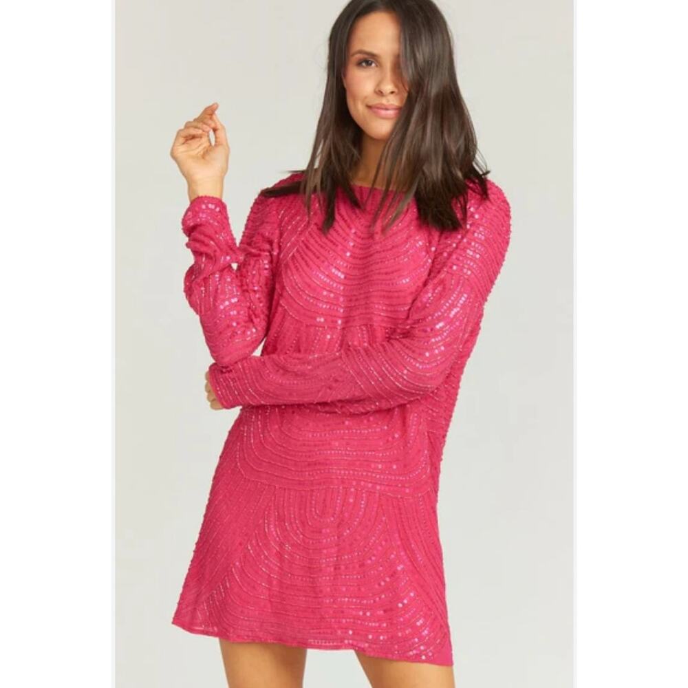 Show Me Your Mumu | Beaded Sequin Iggy Mini Dress Fuchsia Size Large